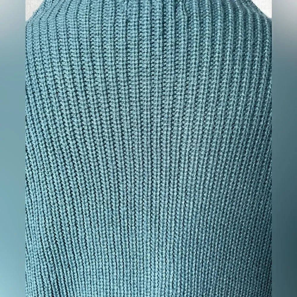 Atmosphere Blue Boat Neck Cable Knit Cropped Pullover Sweater (Size: 12)